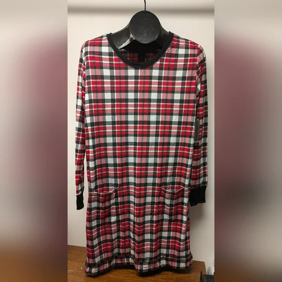 Cozy Covington plaid Knit Sleep shirt polyester rayon nwt